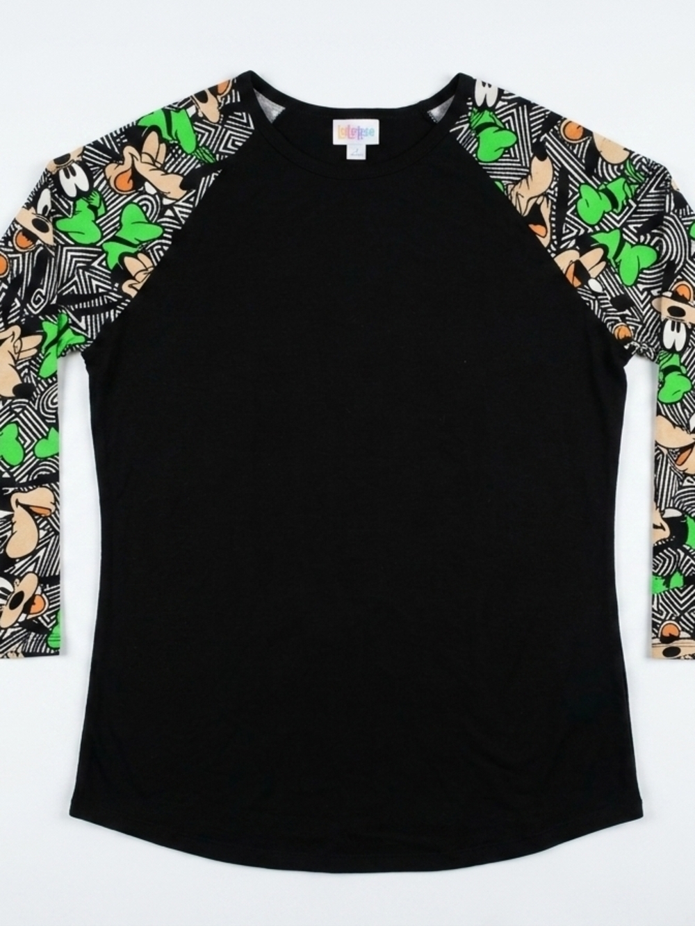 LuLaRoe Black Tee Disney‎ Goofy Raglan Xl